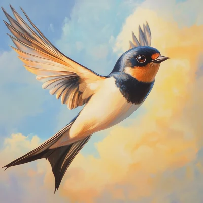 Swallow in Sunny Sky