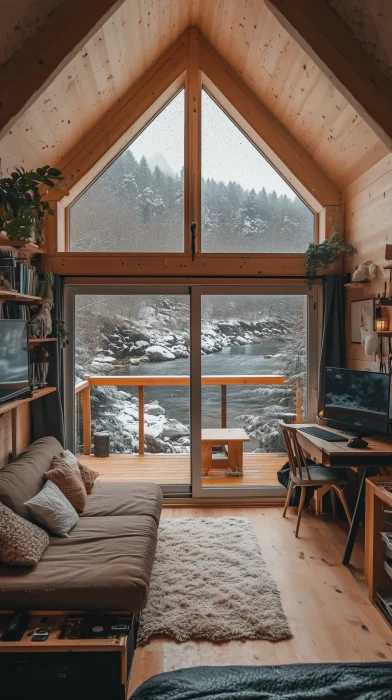 Modern Wooden Cabin Interior