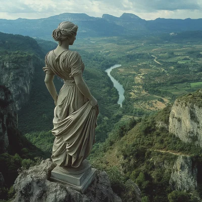 Greek Statue of a Woman with Lightning