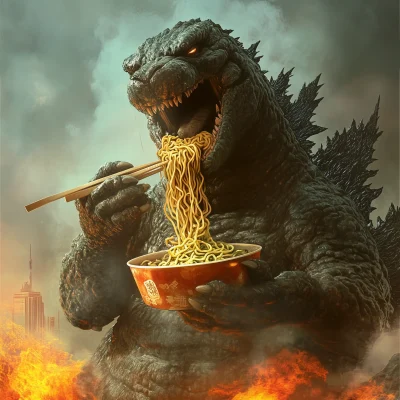 Godzilla Eating Ramen