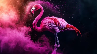 Elegant Pink Flamingo in Powders