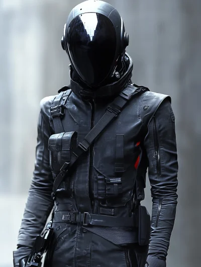 Futuristic Soldier in Black Gear