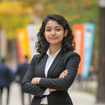 Indian College Student in Professional Suit