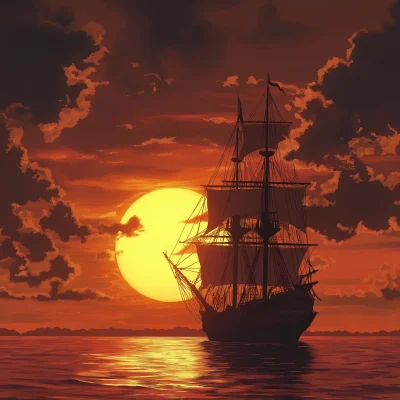 Pirate Ship at Sunset