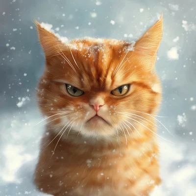 Orange Cat in Snow