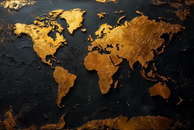 Elegant Gold and Black World Map