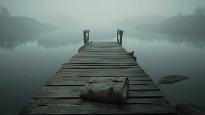 1920s Wooden Pier in Fog