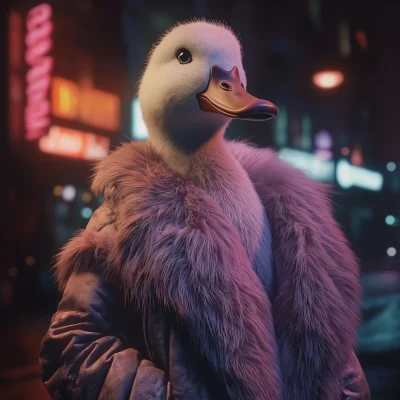 Duck in Fur Jacket