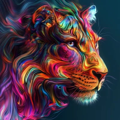 Vibrant Colorful Lion