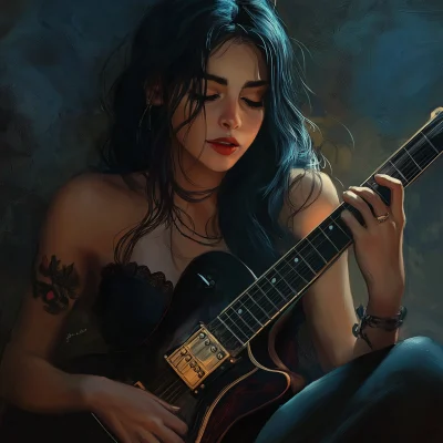 Girl Playing Electric Guitar