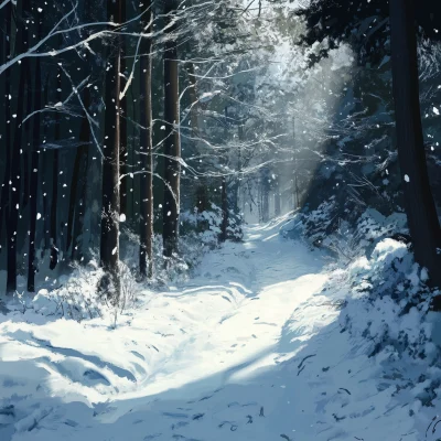 Early Morning Snow in the Woods