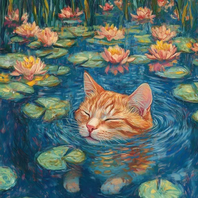 Cat in Monet’s Water Lilies