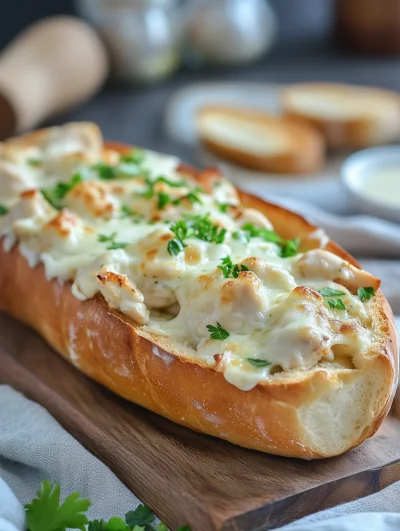 Hearty Chicken Alfredo Bread Boat