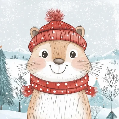 Cheerful Cartoon Groundhog