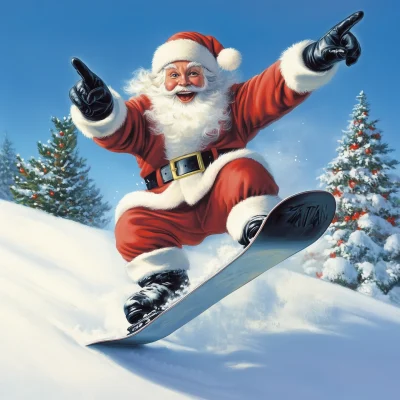 Santa on Snowboard