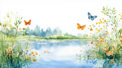 Serene Pond in Watercolor