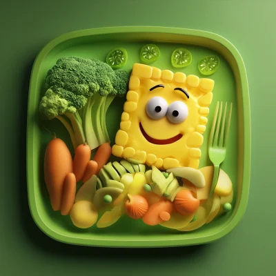 Cartoon Healthy Food Plate