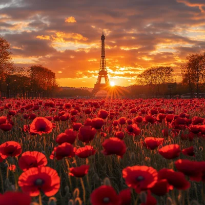 Poppies at Sunrise in Paris