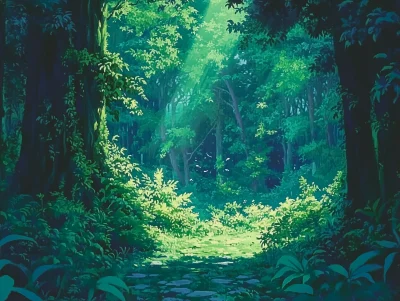 Lush Forest in Anime Style