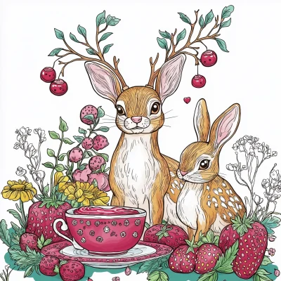 Deer and Bunnies Tea Party