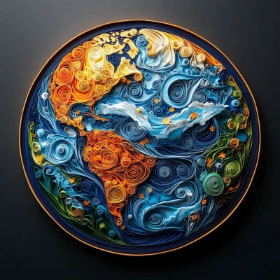 Intricate Paper Quilling Earth