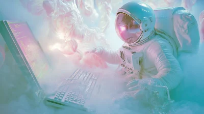 Astronaut Emerging from a Computer