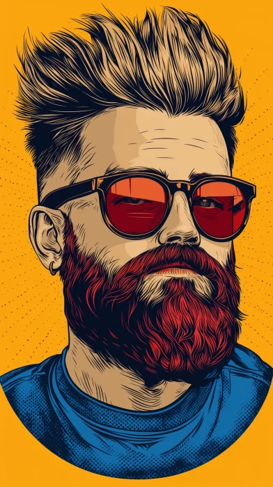 Blue Insane Hipster Vector Art