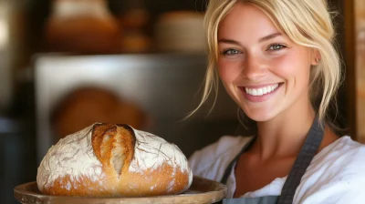 Smiling Woman with Sourdough