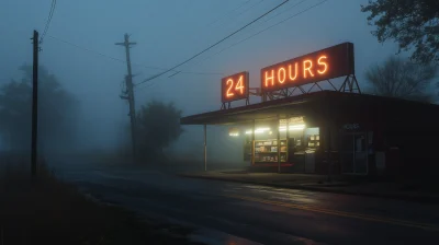 24 Hour Store in Fog