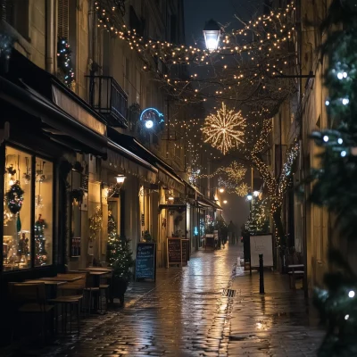 Christmas Atmosphere in French Streets