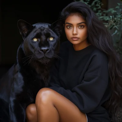 Aesthetic Indian Girl with Black Panther