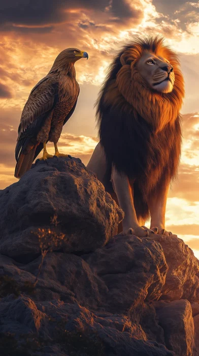 Majestic Eagle and Lion