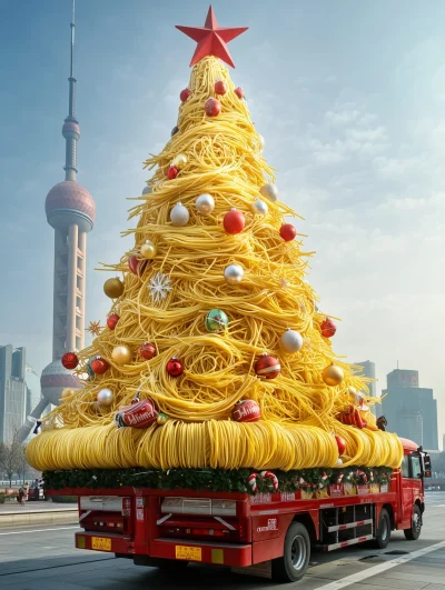 Spaghetti Christmas Tree in Shanghai