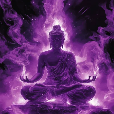 Buddha in Purple Flames