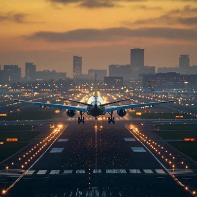 Aeroplane Landing at Amsterdam Schiphol Airport