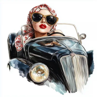 Vintage Woman Driving