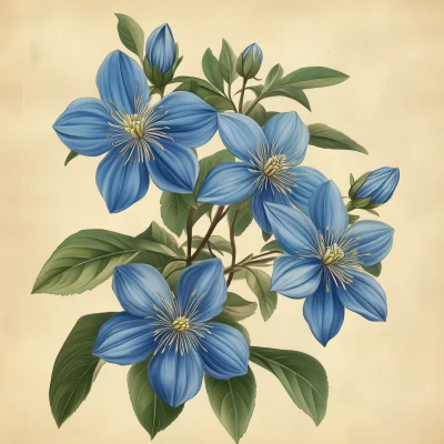 Vintage Blue Flower Vine