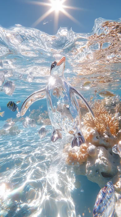 Transparent Penguin Swimming