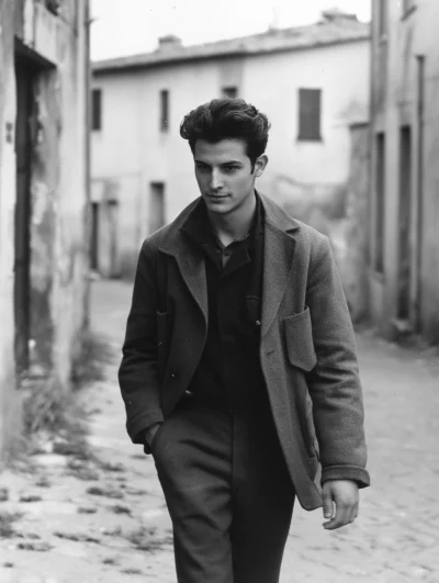 Young Italian Man Walking to School