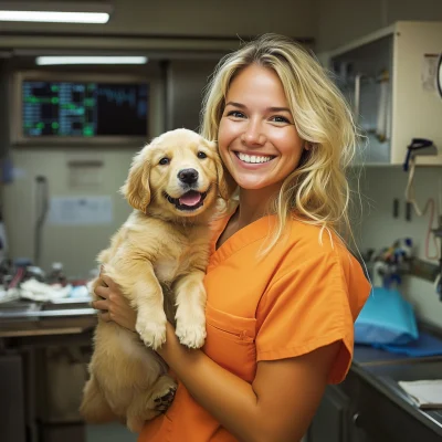 Veterinarian with Puppy