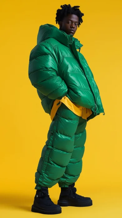 Fashionable Man in Puffer Jacket