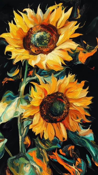 Sunflowers in Black