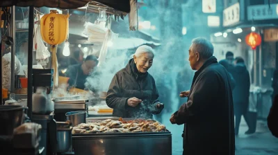 Chinese Food Market Scene