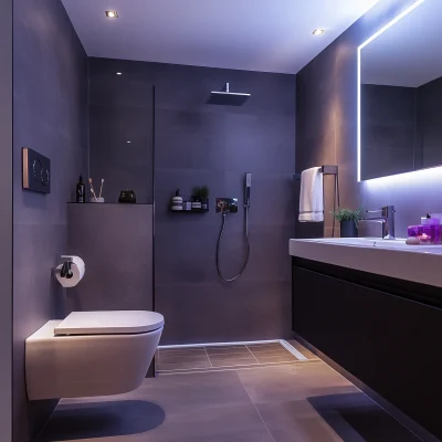 Cozy Winter Bathroom with LED Lighting