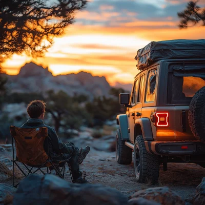 Desert Camping at Sunset