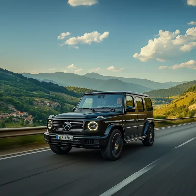 Black Mercedes G-Class on Highway