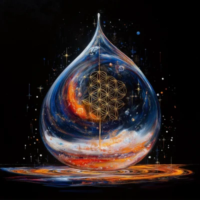 Water Droplet with Flower of Life