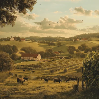 Pasture and Vineyard Landscape