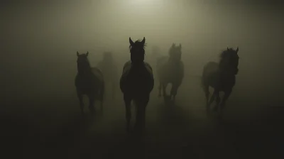 Running Horses in Fog