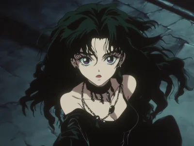 Bellatrix Lestrange in 90s Anime Style